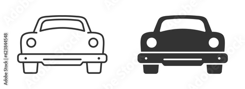 Classic car icon. Front view. Vector illustration.