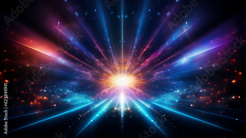 Vibrant Disco Light Explosion Creating an Energetic Nightlife Atmosphere. Generative AI