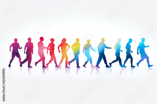 Celebration dancing joy active fun happy silhouettes group colourful shadow people disco design