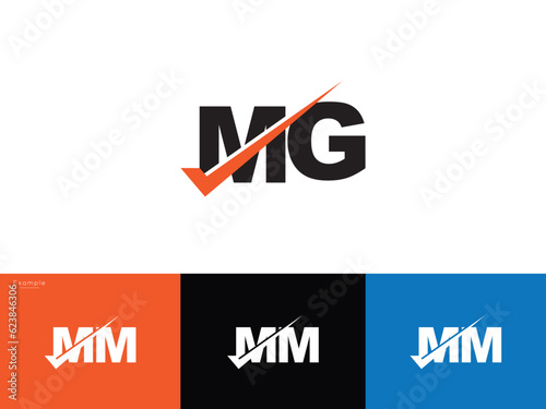 Monogram Mg gm Letter Logo, Creative Mg Checkmark Logo Symbol