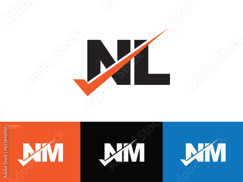 Simple nl Alphabet Letter Logo, Unique nl Modern Logo For Shop