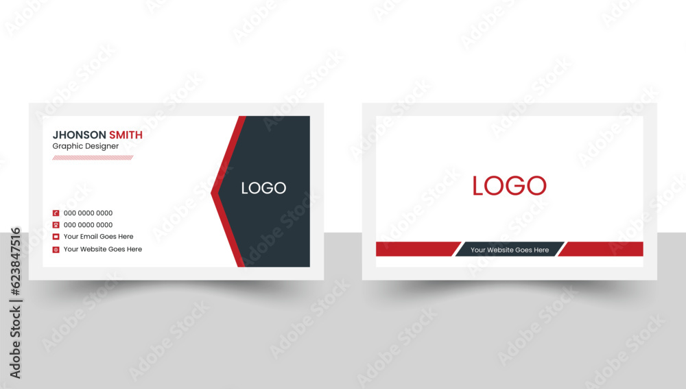 Creative Business card design template, landscape orientation, Vector illustration