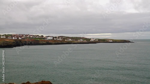 Video, Anglesey North Coastal Path, Wales. Autumn or fall Bull Bay, landscape. photo