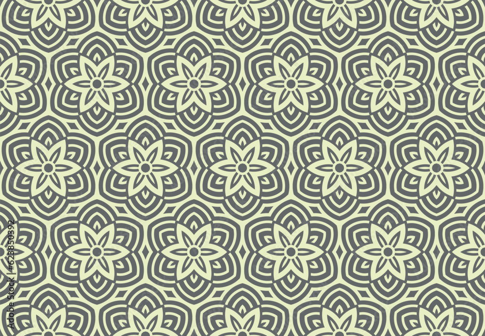 Flower geometric pattern. Seamless vector background. Beige and gray ornament. Ornament for fabric, wallpaper, packaging. Decorative print