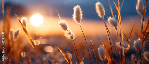 a photo of the sun shining through tall grass Generated by AI