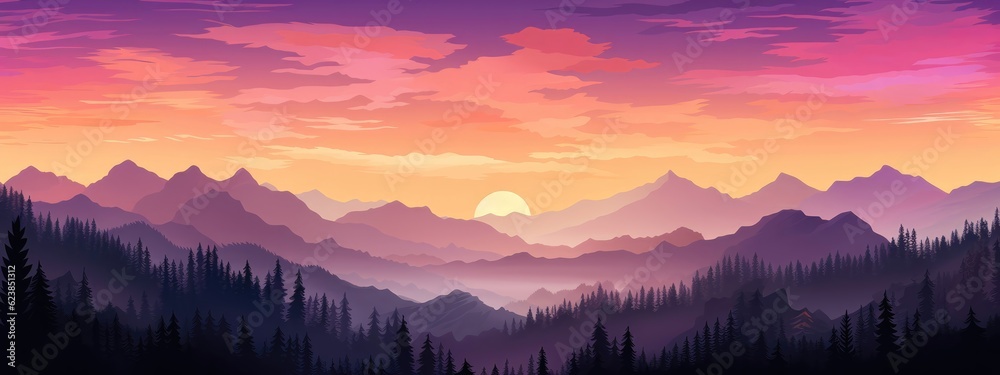 Gradual gradients of warm oranges and deep purples meld together, producing a captivating twilight background. Generative AI