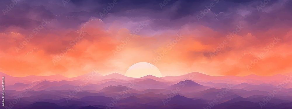 Gradual gradients of warm oranges and deep purples meld together, producing a captivating twilight background. Generative AI