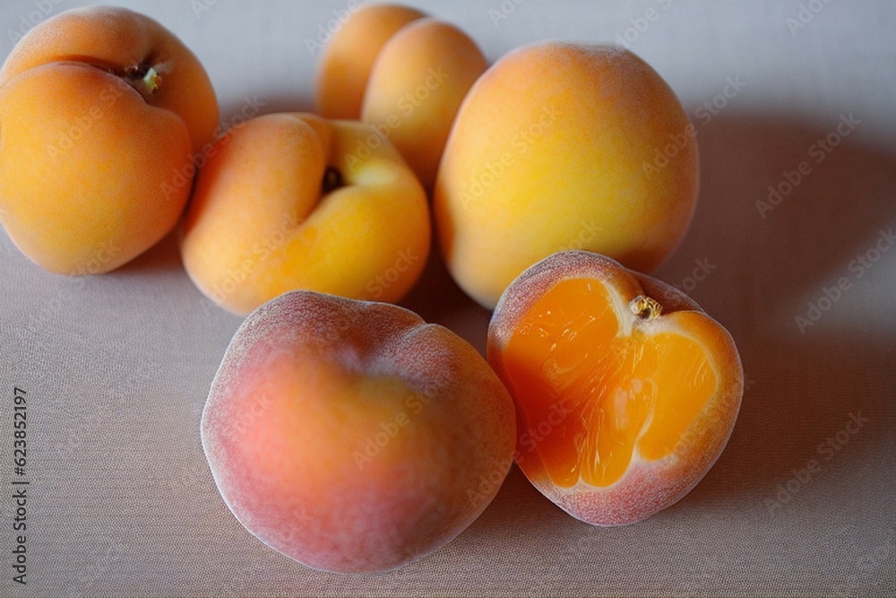 Ripe apricot. Healthly food. Ripe yellow fruits. Fruit background. Generated by AI Ripe apricot. Healthly food. Ripe yellow fruits. Fruit background. Generated by AI