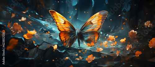 an artistic photo of a butterfly on some ground Generated by AI