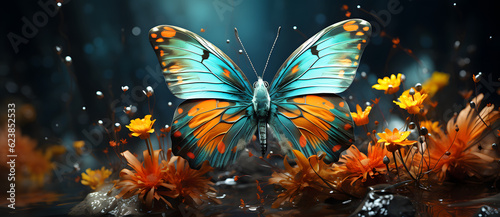 a close up of a butterfly with bright colors Generated by AI © shirly