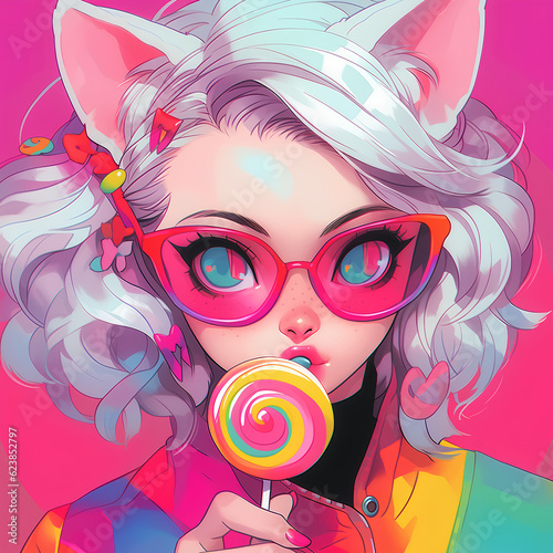 a girl with lollipop