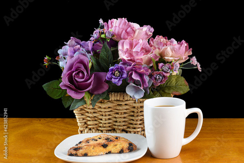 blueberry scone  with a cup of coffee