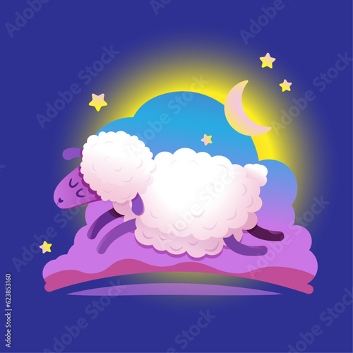 sheep on the cloud with stars