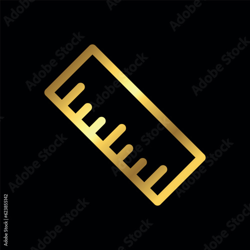 Gold Color Simple Ruler Icon Vector Template