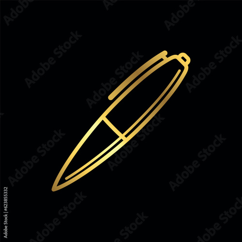 Gold Color Simple Pen Icon Vector Template