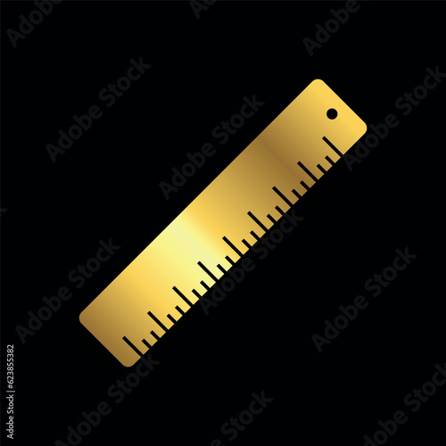 Gold Color Simple Ruler Icon Vector Template