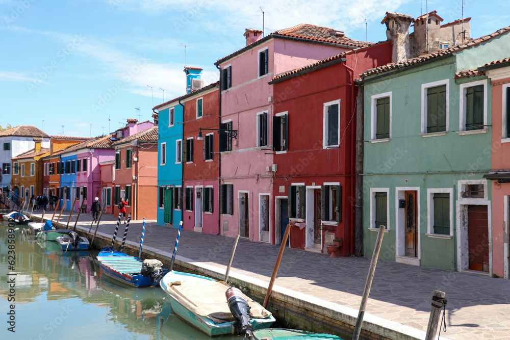 Murano beautiful colored houses in line