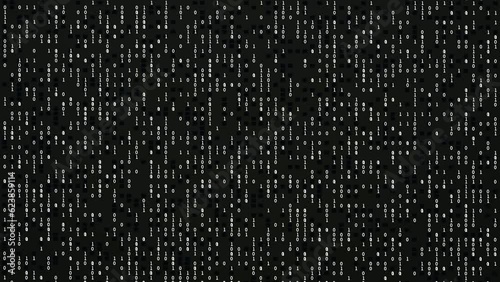 Binary code background. Numbers in motion on black background. Digital technology, big data and artificial intelligence concept. 4K video animation 3d render.