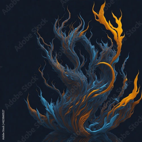 3D abstract artwork that captures the harmony and interplay of elemental forces (ID: 623860527)