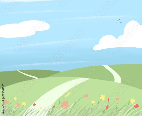 Field of flowers and sky