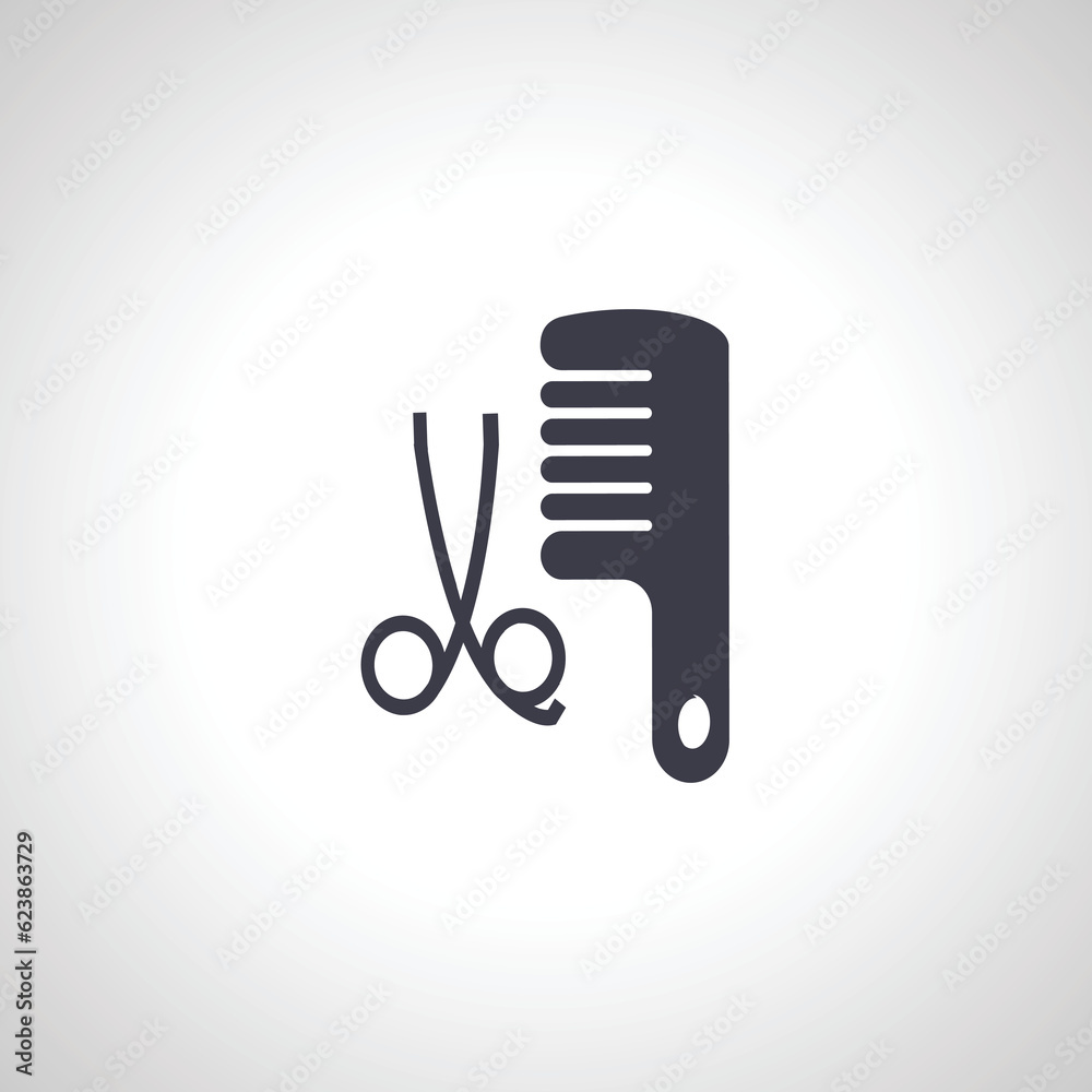 Comb and scissors icon. Hairdresser tools icon. Comb and scissors isolated simple icon. Comb and scissors icon. Hairdresser tools icon. Comb and scissors isolated simple icon.