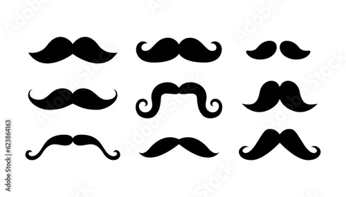 Set of mustaches. Vector moustache illustration set.
