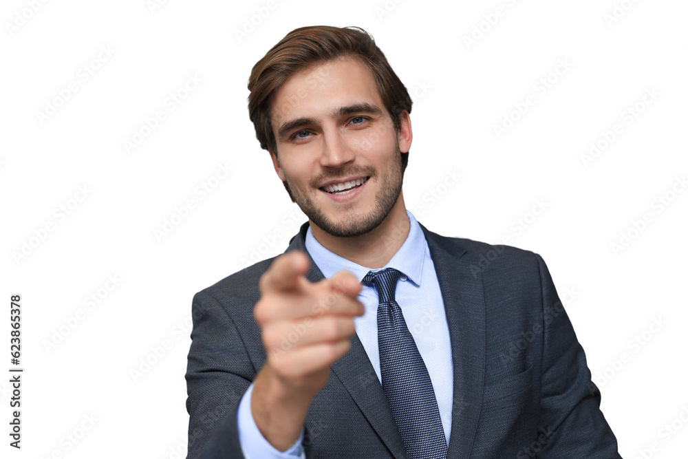 Confident businessman looking at camera talking about company strategy and business plan, explaining corporate success on a transparent background. Confident businessman looking at camera talking about company strategy and business plan, explaining corporate success on a transparent background.