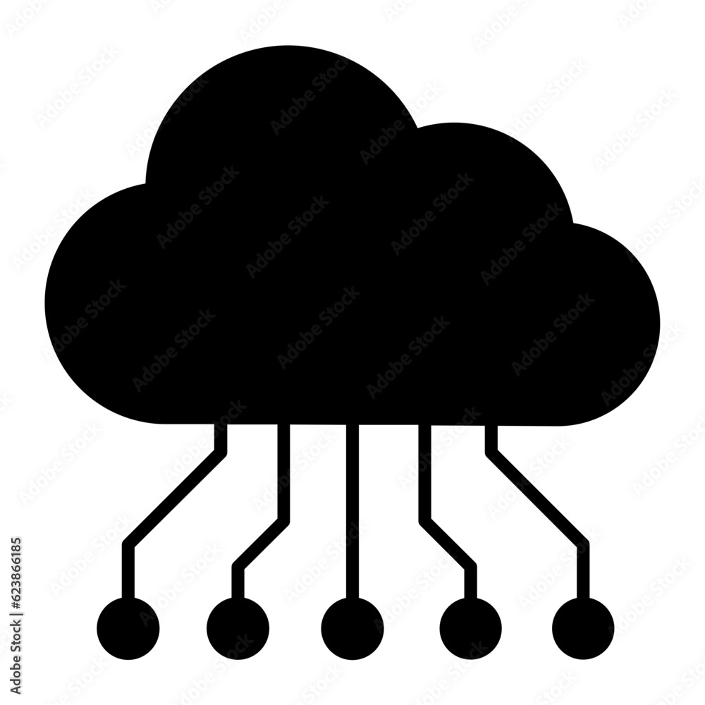 Copmuter Cloud Glyph Icon Copmuter Cloud Glyph Icon