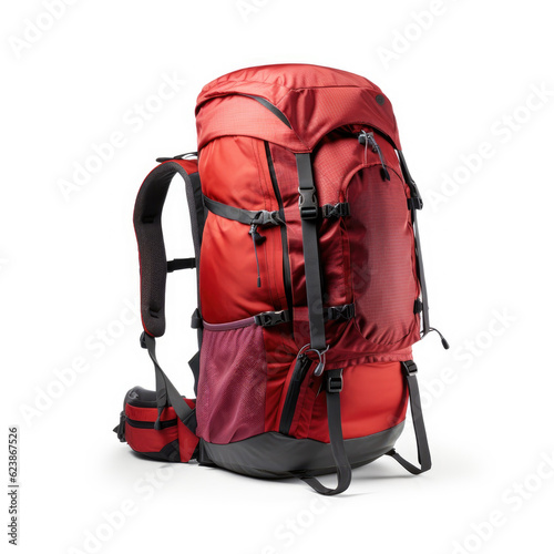 red backpack isolated on white