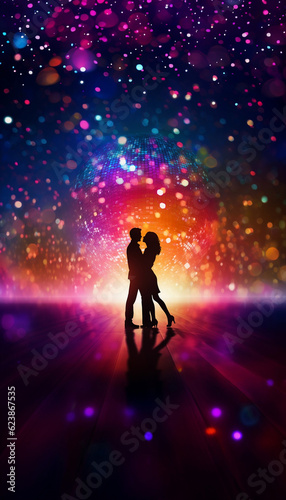Silhouette of a couple kissing
