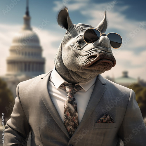 Rino business man, Created with generative AI
