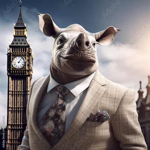 Rino business man, Created with generative AI