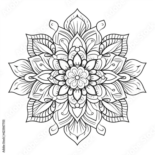 Flower Coloring Book  Created with generative AI