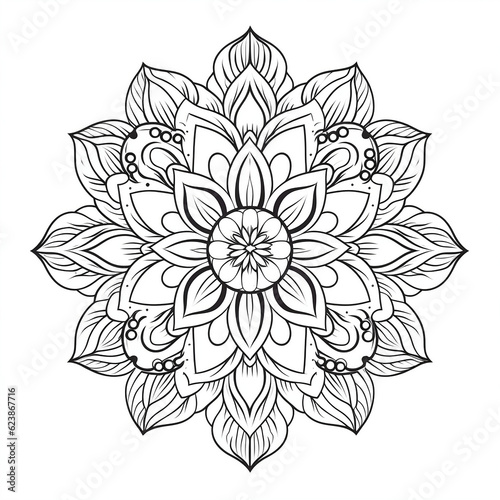 Flower Coloring Book  Created with generative AI