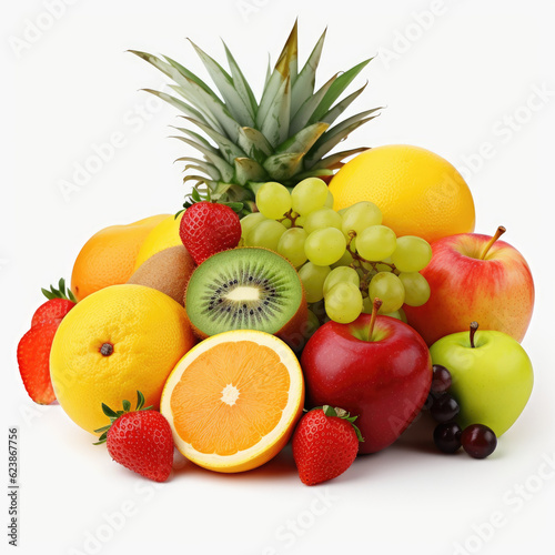 fruits on white background