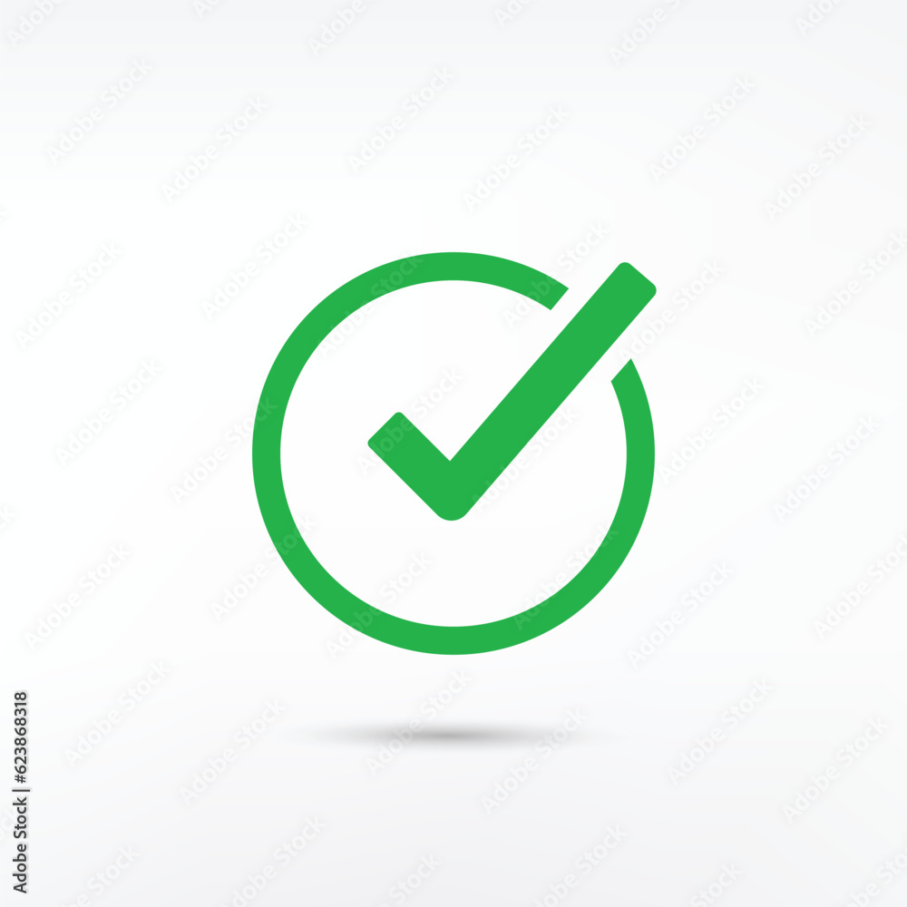 Check mark icon in flat style. Ok, accept vector illustration on white ...