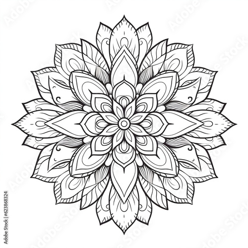 Flower Coloring Book  Created with generative AI