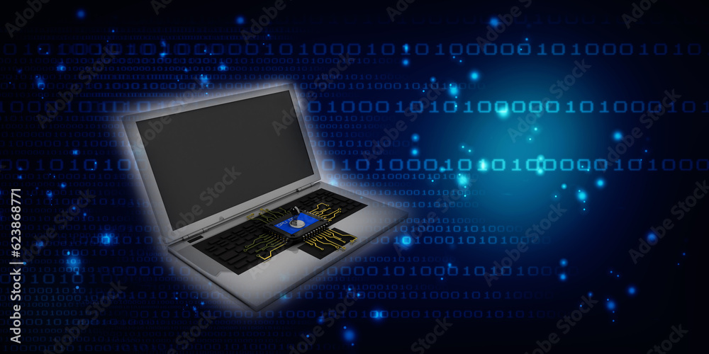 3d render Laptop computer with microchips
3d render Laptop computer with microchips