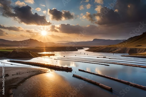 Breathtaking scene of a reclaimed land 80 4k, 8k, 16k, full ultra hd, high resolution and cinematic photography --ar 3:2  --v 5 --upbeta --v 5 --Screen Space Reflections --Diffraction Grading --Chroma