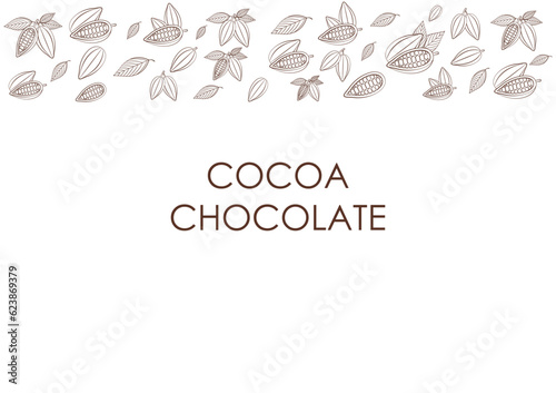 Cocoa template. Cocoa frame. Cocoa Seamless Pattern Background. Vector Illustration.