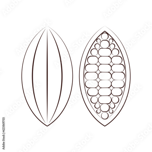 Cocoa bean Logo. Cocoa Icon. Chocolate Cocoa Symbol. Vector Illustration Isolated on White Background.