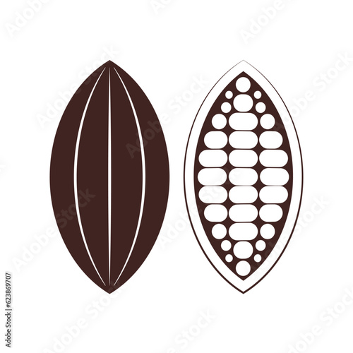 Cocoa bean Logo. Cocoa Icon. Chocolate Cocoa Symbol. Vector Illustration Isolated on White Background.