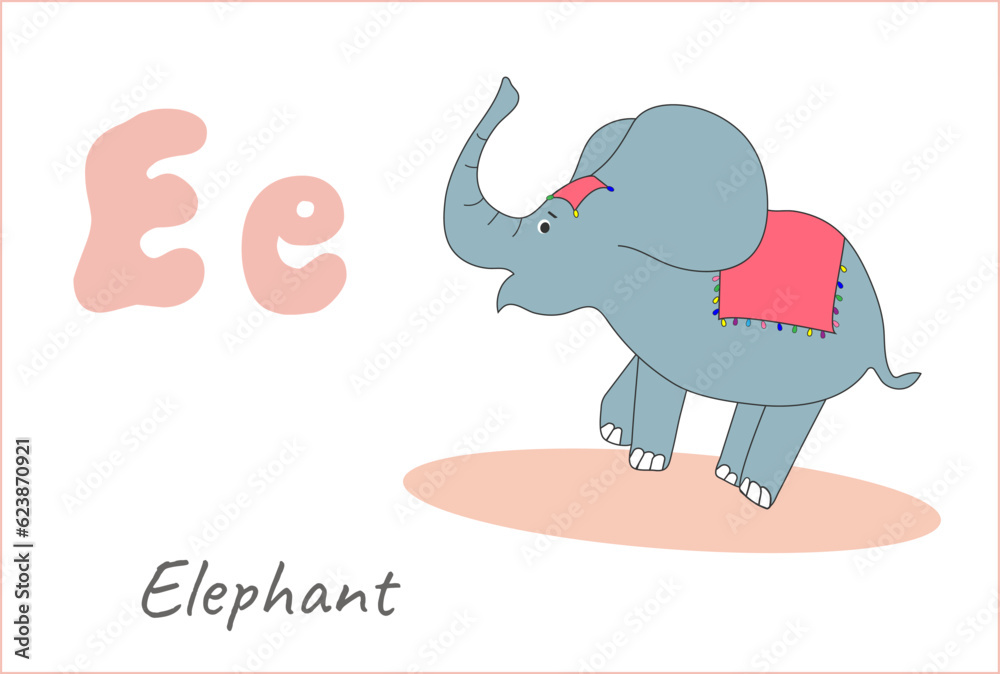 The letter E English elephant