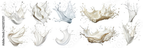 Obraz na płótnie Realistic milk splashes or wave with drops and splatter