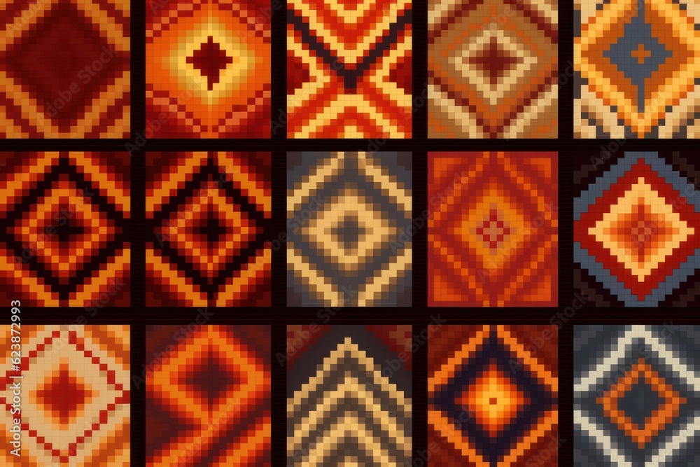 Geometric seamless patterns in ethnic style