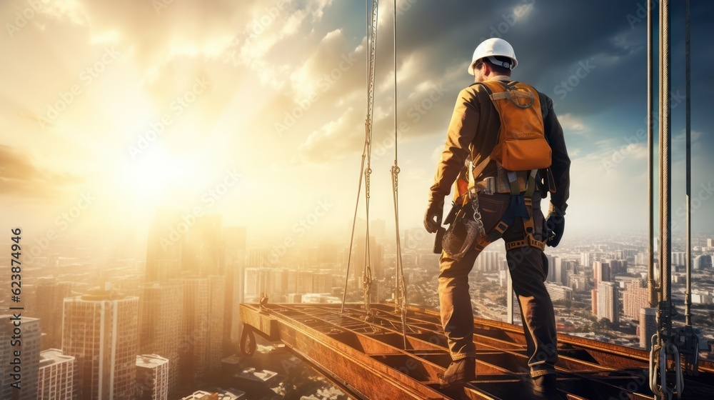 Engineer standing on scaffolding Engineer standing on scaffolding