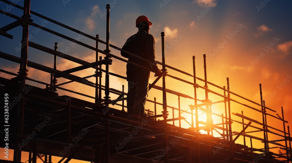 Engineer standing on scaffolding