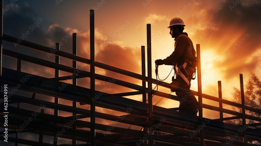 Engineer standing on scaffolding
