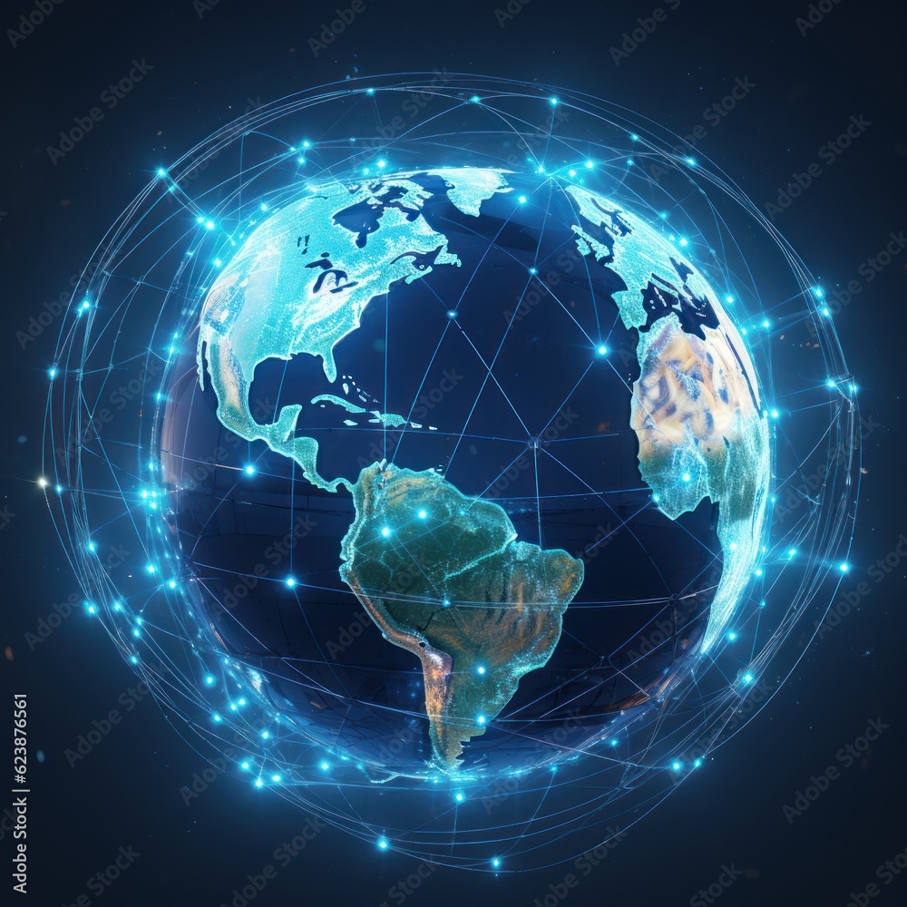 Fototapeta premium futuristic vector earth with orbit network around the globe