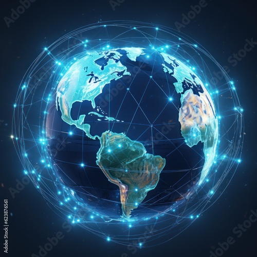  futuristic vector earth with orbit network around the globe